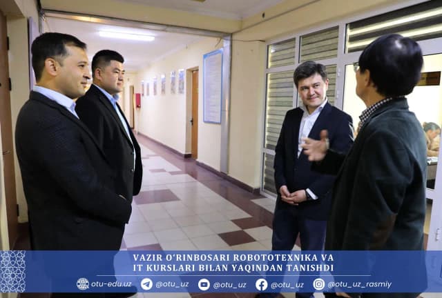 Maktabgacha va maktab ta'limi vaziri o'rinbosari Sardor Rajabov Osiyo texnologiyalar universiteti homiyligida tashkil etilgan “IT smart kids in Kashkadarya” loyihasiga tashrif buyurdi.